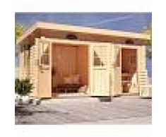 WoodFeeling Sauna extérieur Niska bois naturel avec vestibule 5 à 6 places 38mm Woodfeeling