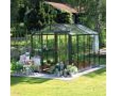Lams Serre de jardin ESSENTIA 8,97m² en aluminium laqué et verre trempé 4mm + embase incluse - Lams