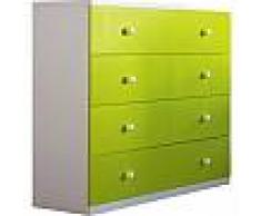 Commode enfant hêtre laque vert et blanc 4 tiroirs