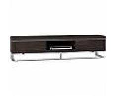 Meuble TV design chêne chocolat pieds inox 2 tiroirs