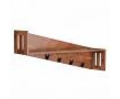COMFORIUM Étagère murale avec patères en bois massif d'acacia à penderie 87 cm coloris bois collection C-Steven