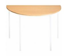 table de réunion 1/2 cercle-manutan-plat. chêne/pieds blancs,