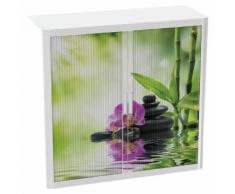 armoire easy office hauteur 104 cm corps blanc rideaux bambou,