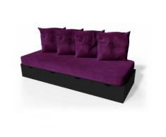 Banquette cube 200 cm + futon + coussins Noir