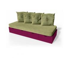 Banquette cube 200 cm + futon + coussins Prune