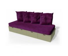 Banquette cube 200 cm + futon + coussins Taupe