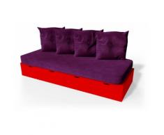 Banquette cube 200 cm + futon + coussins Rouge