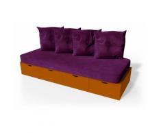 Banquette cube 200 cm + futon + coussins Chocolat