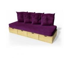 Banquette cube 200 cm + futon + coussins Miel