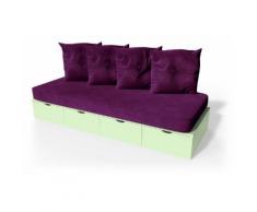 Banquette cube 200 cm + futon + coussins Vert Pastel