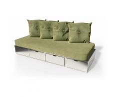Banquette cube 200 cm + futon + coussins Gris Aluminium