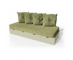 Banquette cube 200 cm + futon + coussins Moka
