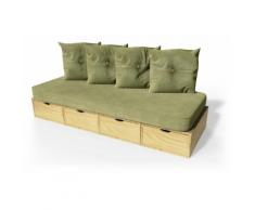 Banquette cube 200 cm + futon + coussins Miel