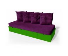 Banquette cube 200 cm + futon + coussins Vert