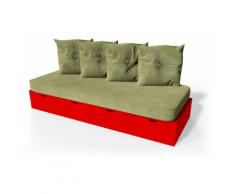 Banquette cube 200 cm + futon + coussins Rouge