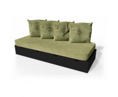Banquette cube 200 cm + futon + coussins Noir