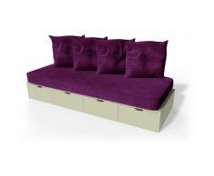 Banquette cube 200 cm + futon + coussins Moka
