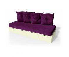 Banquette cube 200 cm + futon + coussins Ivoire