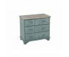Inside75 Commode 3 Tiroirs CASSIE en Bois Gris Style Baroque