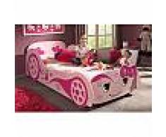 Lit voiture 213 x 68,3 x 101,4 cm coloris rose