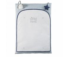 Matelas à langer bébé en coton écru, blanc et bleu