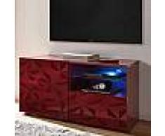 Meuble TV 120 cm design rouge laqué PAOLO 2