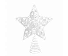 Cimier de sapin étoile en métal blanche à paillettes