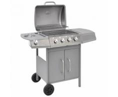 vidaXL Barbecue à gaz 4 + 1 zone de cuisson Argenté