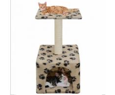 vidaXL Arbre à chat avec griffoirs en sisal 55 cm Beige Motif de pattes