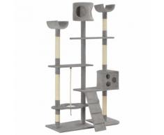 vidaXL Arbre à chat avec griffoirs en sisal Gris 180 cm