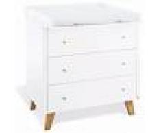 COMFORIUM Commode à langer 100 cm à 3 tiroirs en MDF coloris blanc
