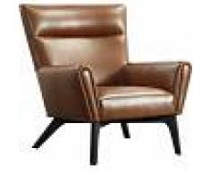 COMFORIUM Fauteuil à oreilles style classique 89x91 cm en cuir recyclé coloris camel