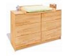 COMFORIUM Commode à langer 140 cm à 6 tiroirs en bois massif hêtre huilé