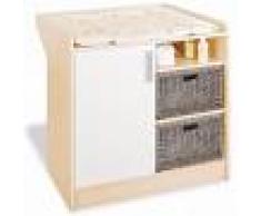 COMFORIUM Commode à langer 88 cm en bois massif naturel avec 1 porte coloris blanc