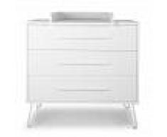 COMFORIUM Commode à langer 100 cm à 3 tiroirs coloris blanc avec piétement en métal