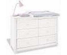 COMFORIUM Commode à langer 140 cm à 6 tiroirs en bois massif coloris blanc