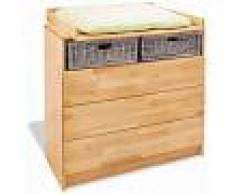 COMFORIUM Commode à langer 100 cm à 3tiroirs en bois massif hêtre huilé