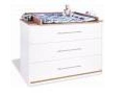 COMFORIUM Commode à langer 115 cm à 3 tiroirs en bois massif coloris blanc