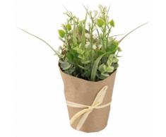 Orchidées et bonsai artificiel avec pot en papier Kraft