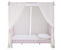Lit à baldaquin 90x190 en métal rose Eglantine