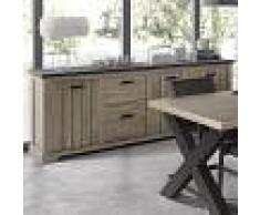NOUVOMEUBLE Bahut contemporain couleur bois et anthracite LEWIS