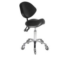 Tabouret Ergonomique, Selle De Cheval Avec Dossier,Haute Qualité-roulettes Silicone Silencieuse-Verin Gaz 55-75Cm-Hauteur Réglable Professionnel
