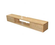 ZXYY Meuble de télévision Mural Portes coulissantes Gauche et Droite Meuble Mural Suspendu Etagère Murale Etagère Flottante TV Accessoires multimédia Etagère de Rangement Console TV Bois (Couleur