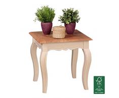 FineBuy bois de manguier massif d'opium en bois de table 50 cm blanc vie élevé salon table style ferme Acacia Meubles table en bois unique Living Room 4 pieds de table de style table basse française