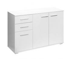 Buffet Commode Blanc avec 3 Portes 2 tiroirs Meuble de Rangement 107 x 75 x 35 cm