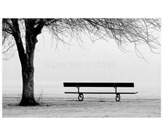 Papier peint adhesif baroque panoramique 3D Personnalisé 3D Photo Murale Noir Blanc Grand Arbre Banc Abstrait Art Peinture Murale Moderne Salon Canapé TV Toile de Fond Décor