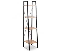 WOLTU RGB9284hei Étagère Meuble Rangement étagère à Livres en Bois et Acier,Environ 34x35x148cm Noir+Chêne Clair