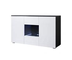 muebles bonitos Buffet modèle Luke A2 (120x72cm) Noir Blanc