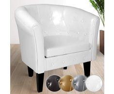 Miadomodo Fauteuil Chesterfield - Lot de 1 ou 2, en Simili Cuir et Bois, avec Éléments Décoratifs Touffetés, 58 x 71 x 70 cm, Couleur au Choix - Chaise, Cabriolet, Meuble de Salon (Lot de 1, Blanc)