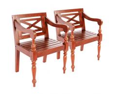 vidaXL 2X Bois dAcajou Massif Chaise Batavia Marron Foncé Terrasse Fauteuil